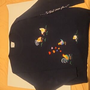 Vintage Bonnie Lee rooster chicken sweater size 46 (xl) measurements in photos